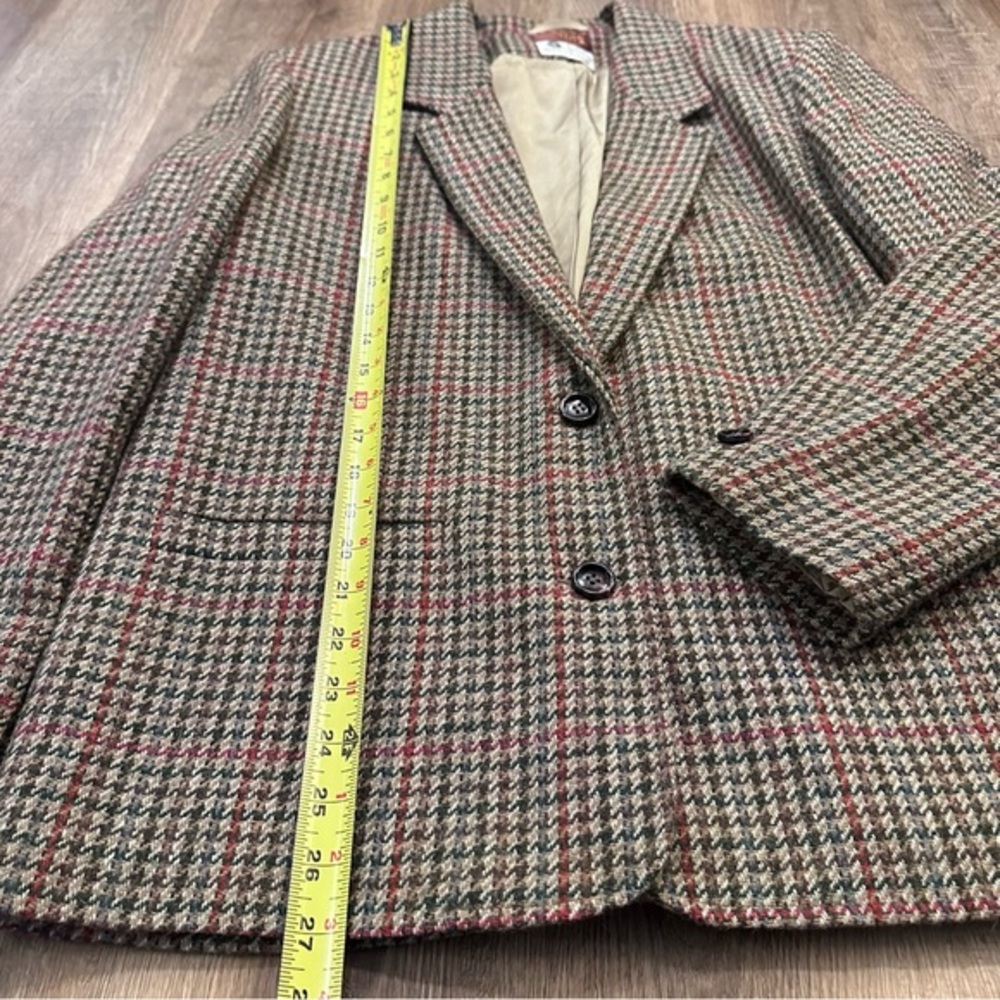 Vtg Harrington Tweed Wool Blazer Skirt Suit Pockets Jacket Size 12 Plaid 70s - Picture 7 of 16